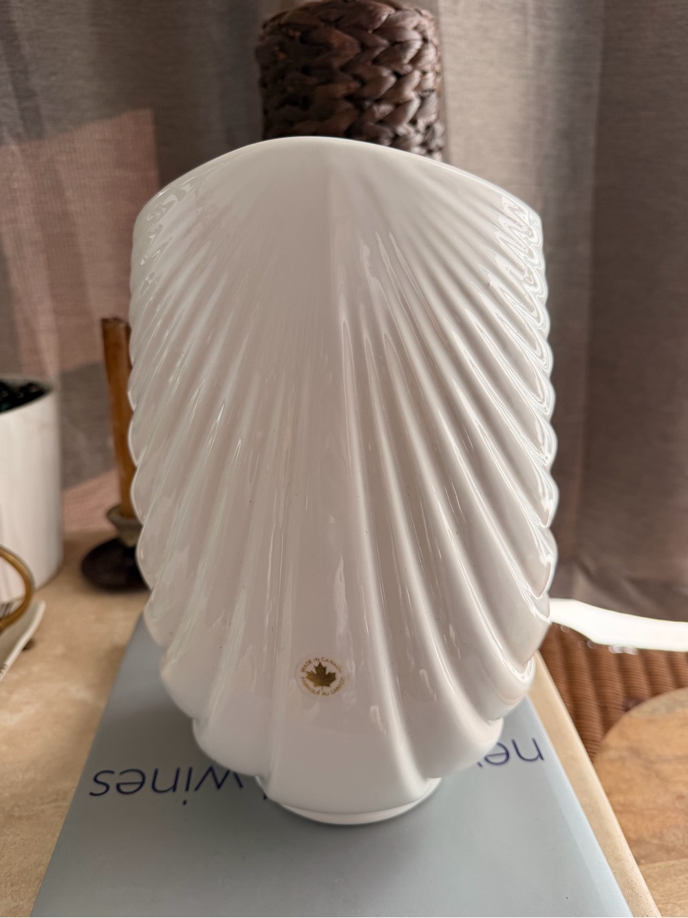 White Ceramic Shell Vase by